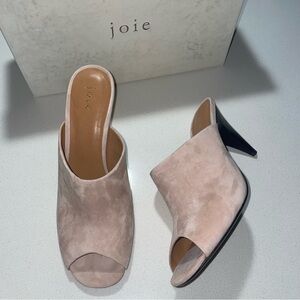 Joie Olya Blush Suede Open Toe Mules Size 40